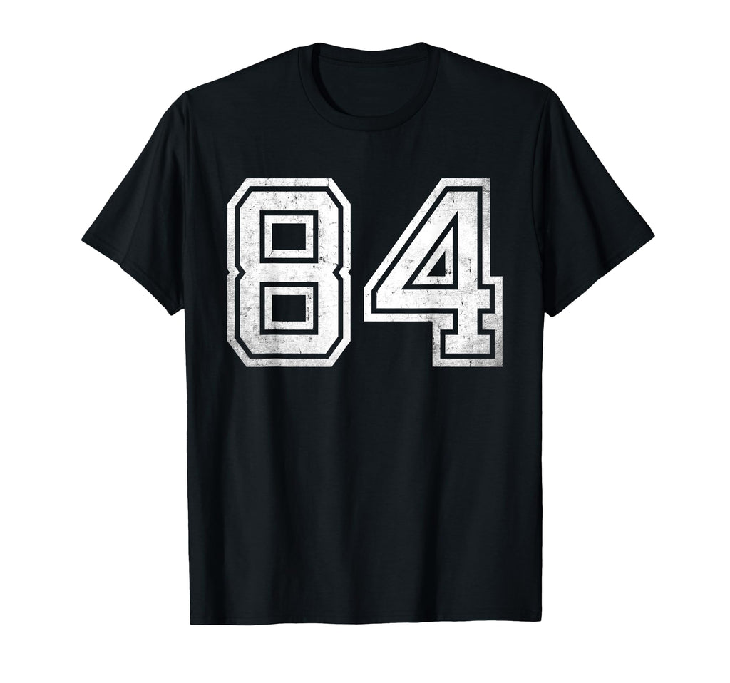 Distressed Number 84 White Sport Number T-Shirt - Trendy Graphic Unisex