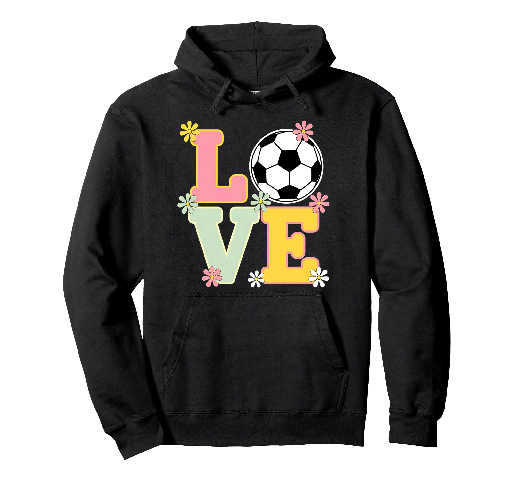 Colorful Love Soccer Floral Accents Hoodie - Unique Graphic Men Women