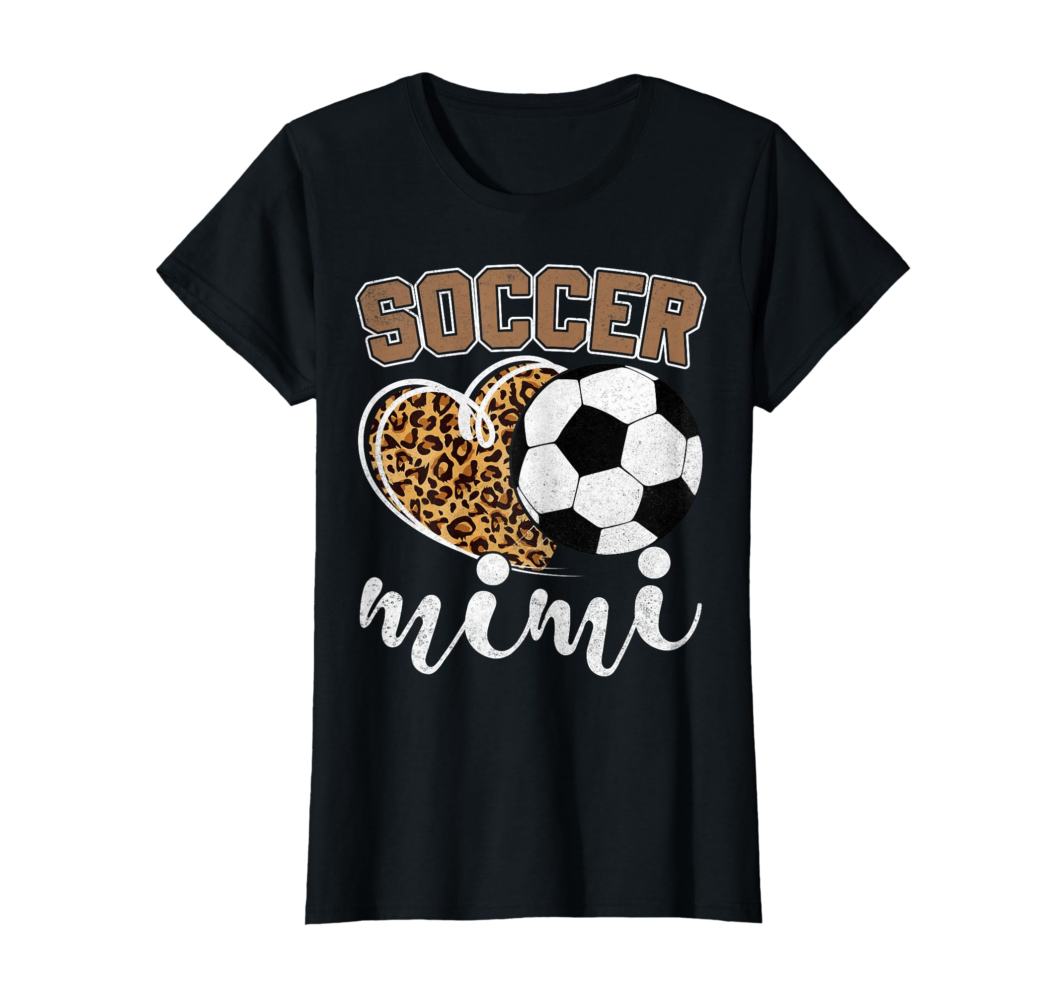 Soccer Mimi Leopard Heart Mom Grandma T-Shirt - Graphic Print for Adults