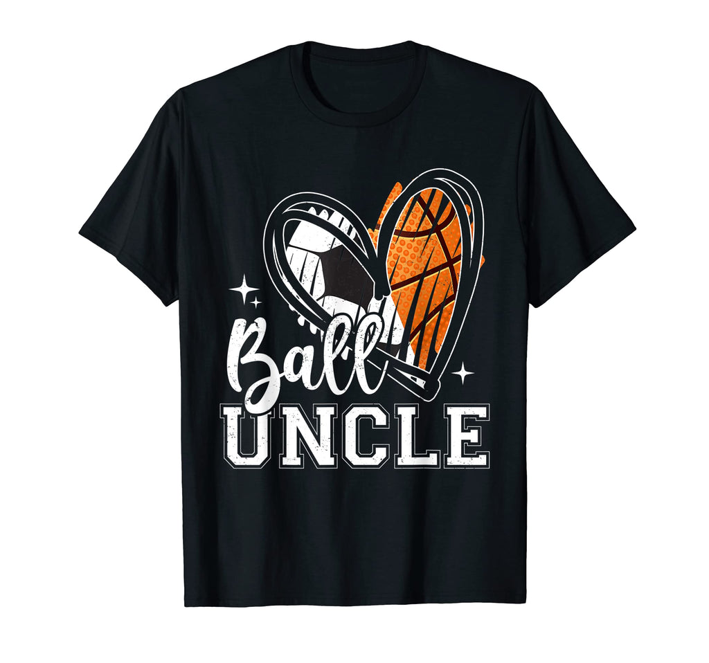 Ball Uncle Soccer Basketball Heart T-Shirt - Novelty Apparel for Adults