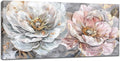 Extra Large Flower Wall Art Pink and White Floral Canvas Living Room Golden Pictures Framed Prints Oversize Wall Decor Big Painting Artwork for Bedroom Dining Office Home 60"x30"
