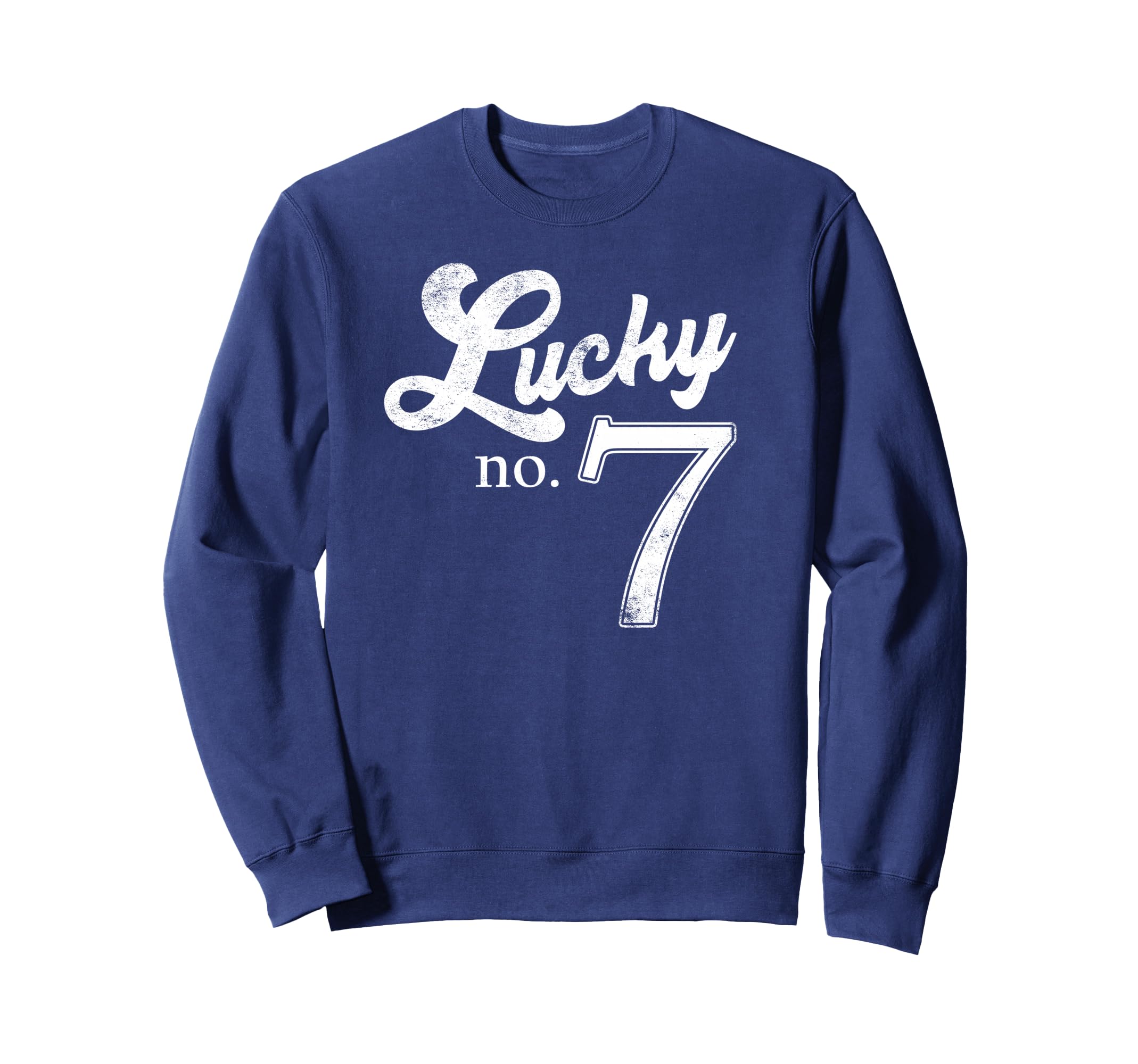 Lucky Number Seven Distressed Sweatshirt - Custom Art Print for Adults
