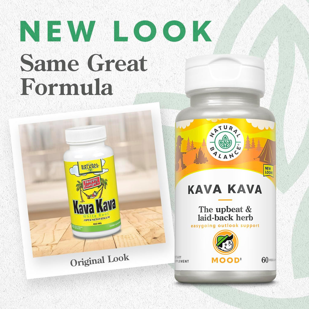 Natural Balance Kava Kava Root Extract, 60 Vegetarian Capsules — Herbal Relaxation Support