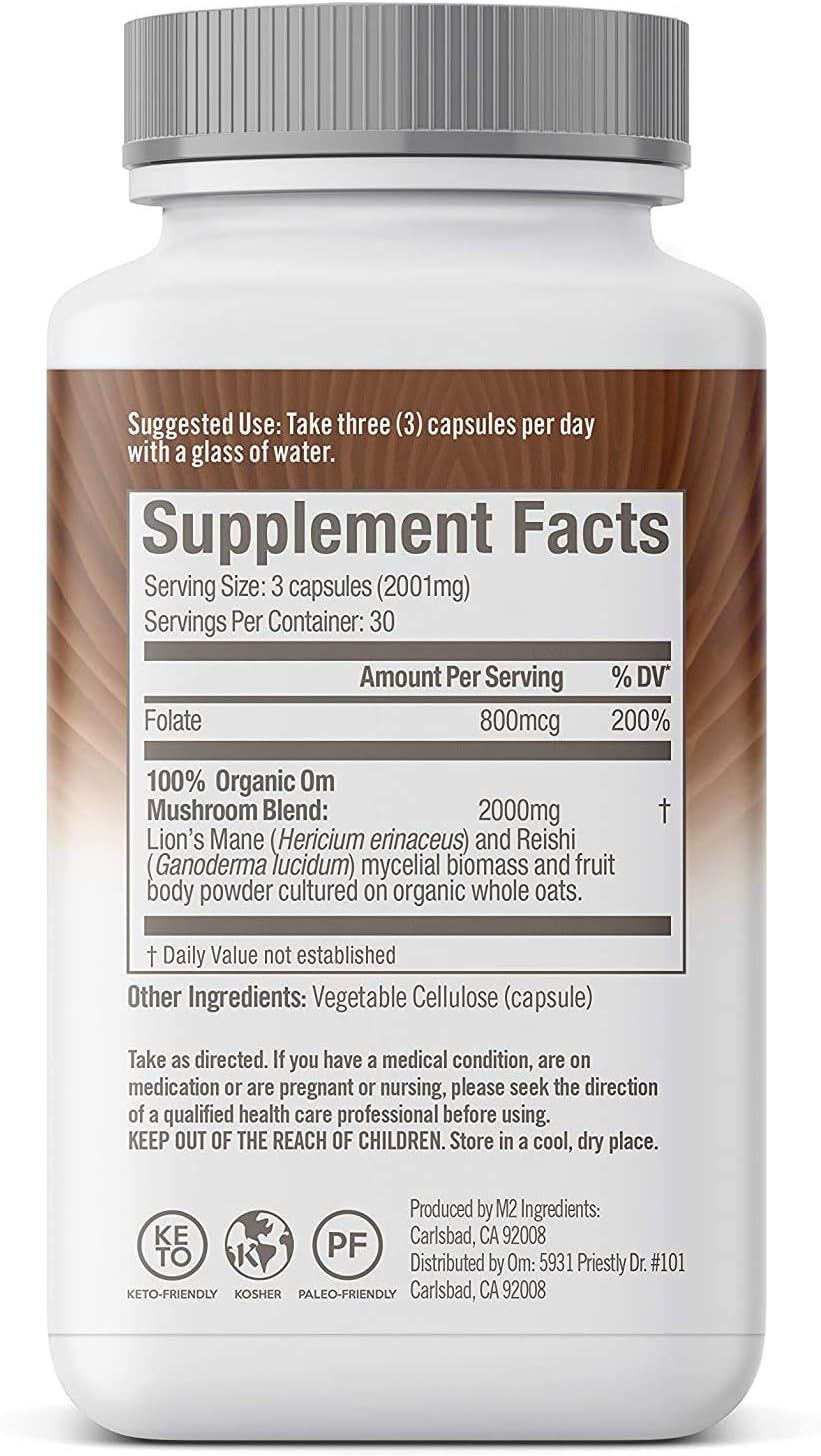 Om Mushroom Superfood Brain Fuel Capsules, 90 ct - Lion's Mane & Reishi (Packaging May Vary)