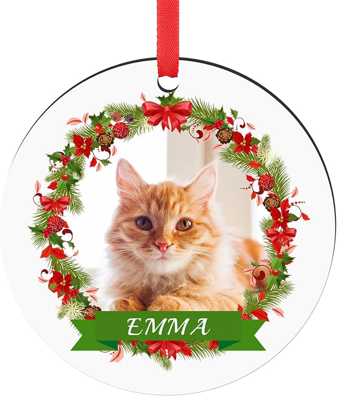 Personalized Dog Photo Christmas Ornaments 2025, Puppy Dog Cat First Christmas Ornaments, Pet Memorial Gifts for Dog Lovers, Pet Lovers