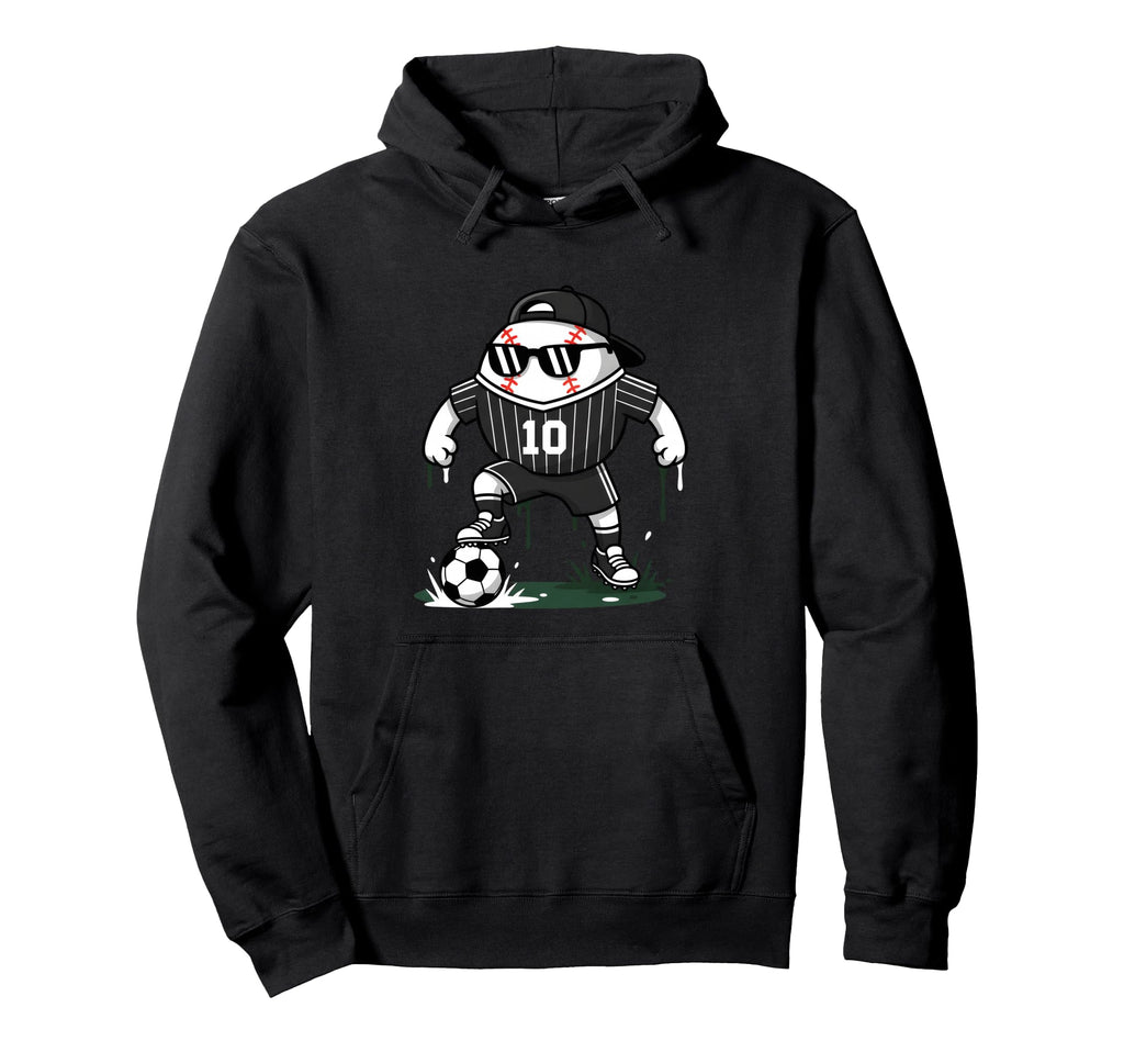 Baseball Soccer Player Sunglasses Cartoon Hoodie - Trendy Graphic Unisex