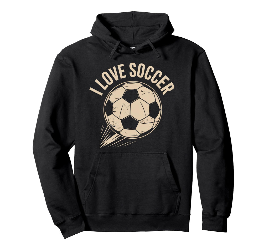 I Love Soccer Enthusiast Passionate Hoodie - Novelty Apparel for Adults