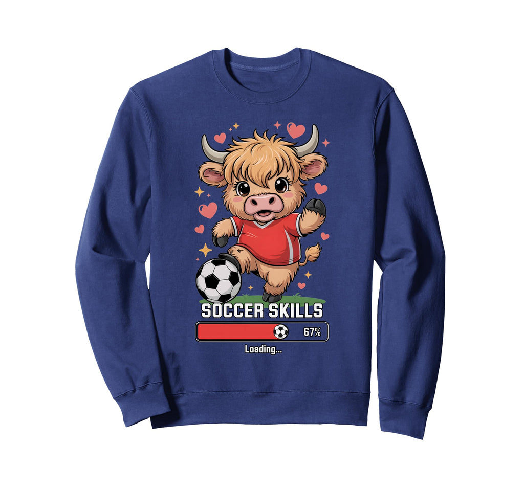 Kawaii Soccer Cow Skills Loading Sweatshirt - Unique Graphic Men Women