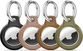 Upgrade Waterproof 4 Pack Airtags Holder with Apple Airtags Keychain, Hard PC Air Tag Case, Anti-Scratch & Shock Air tag Holder, Men's Women's Keyrings & Keychains -Black+Light Brown+Brown+Army Green