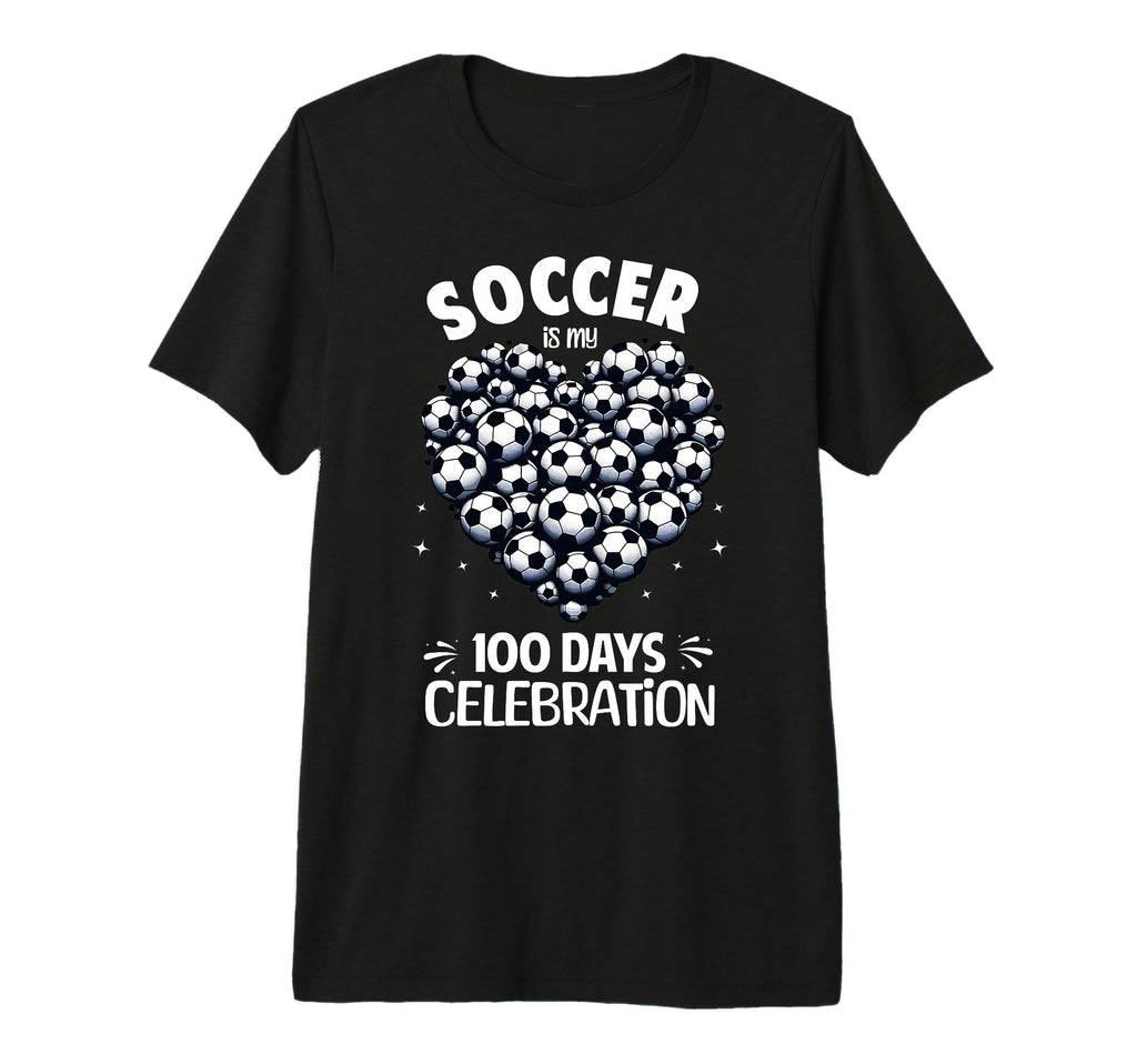 100 Days School Soccer Heart Love T-Shirt - Novelty Apparel for Adults