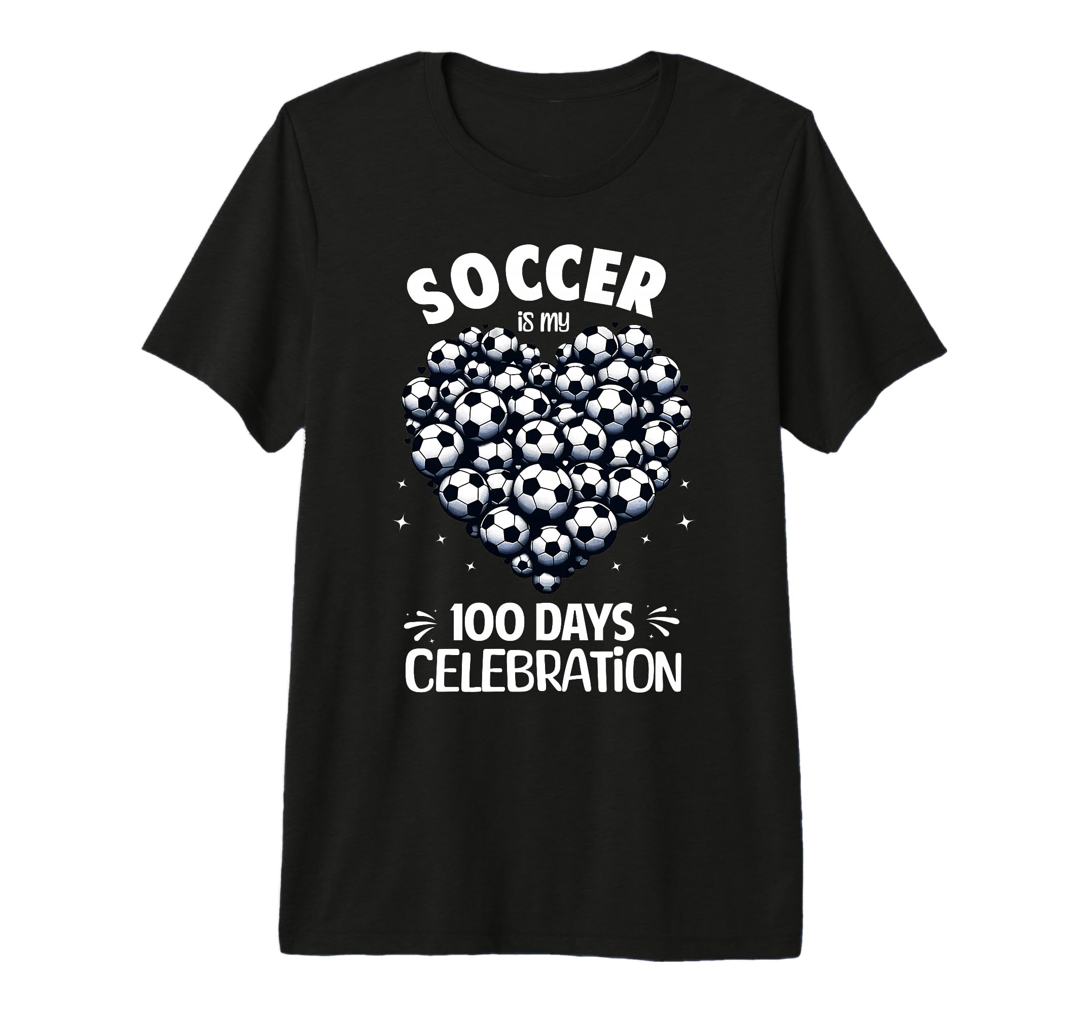 100 Days School Soccer Heart Love T-Shirt - Novelty Apparel for Adults