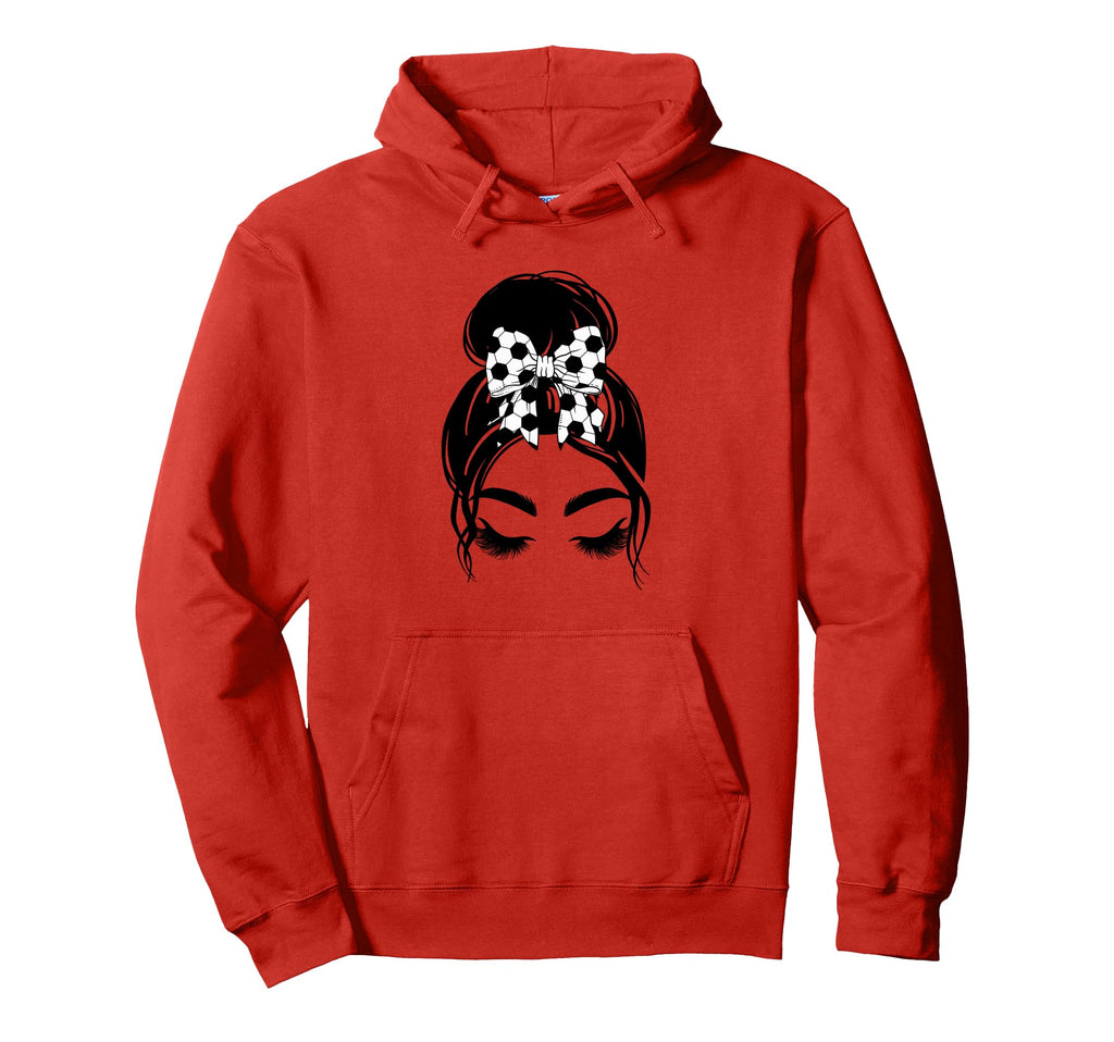 Messy Bun Sports Fan Team Soccer Bow Hoodie - Trendy Graphic Unisex