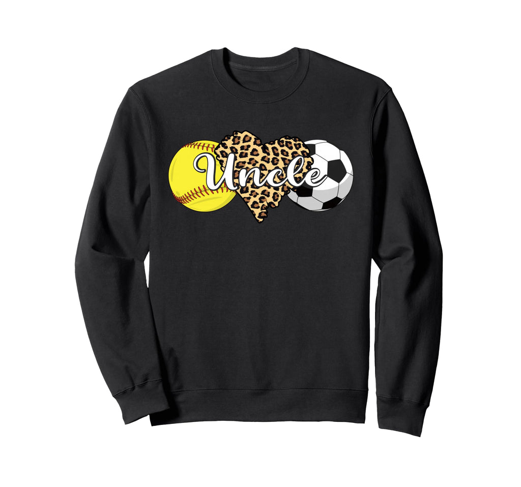 Uncle Softball Soccer Leopard Sweatshirt - Fun Novelty Design for Adults