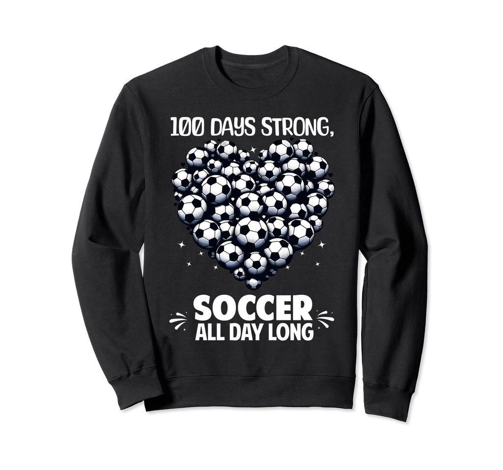 100 Days School Soccer Heart Love Sweatshirt - Unique Graphic Men Women
