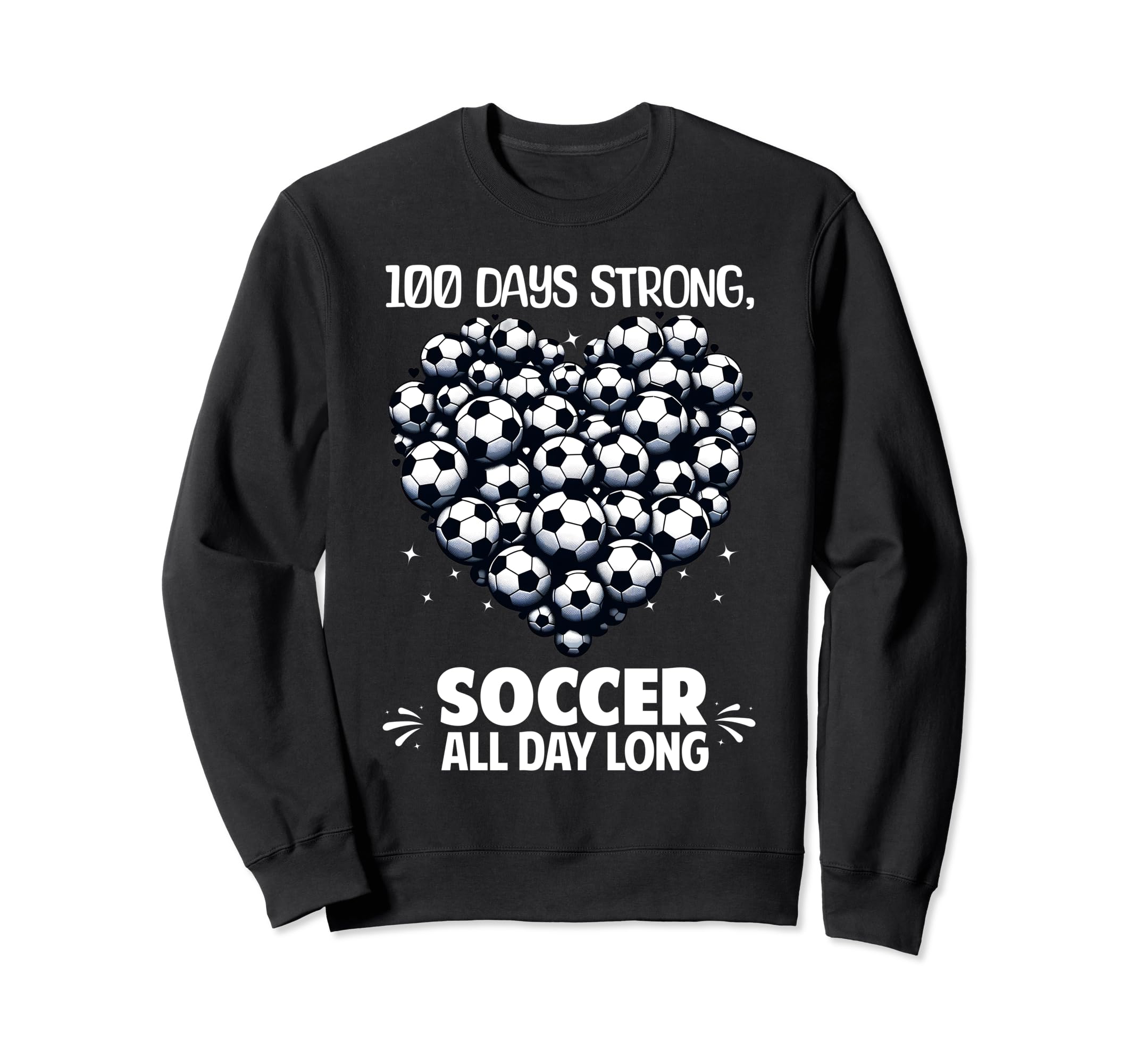 100 Days School Soccer Heart Love Sweatshirt - Unique Graphic Men Women