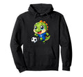 Kawaii Dinosaur Playing Soccer Cartoon Hoodie - Custom Art Print Men Women