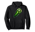 Dynamic Soccer Ball Green Meteor Energy Hoodie - Aesthetic Graphic Unisex