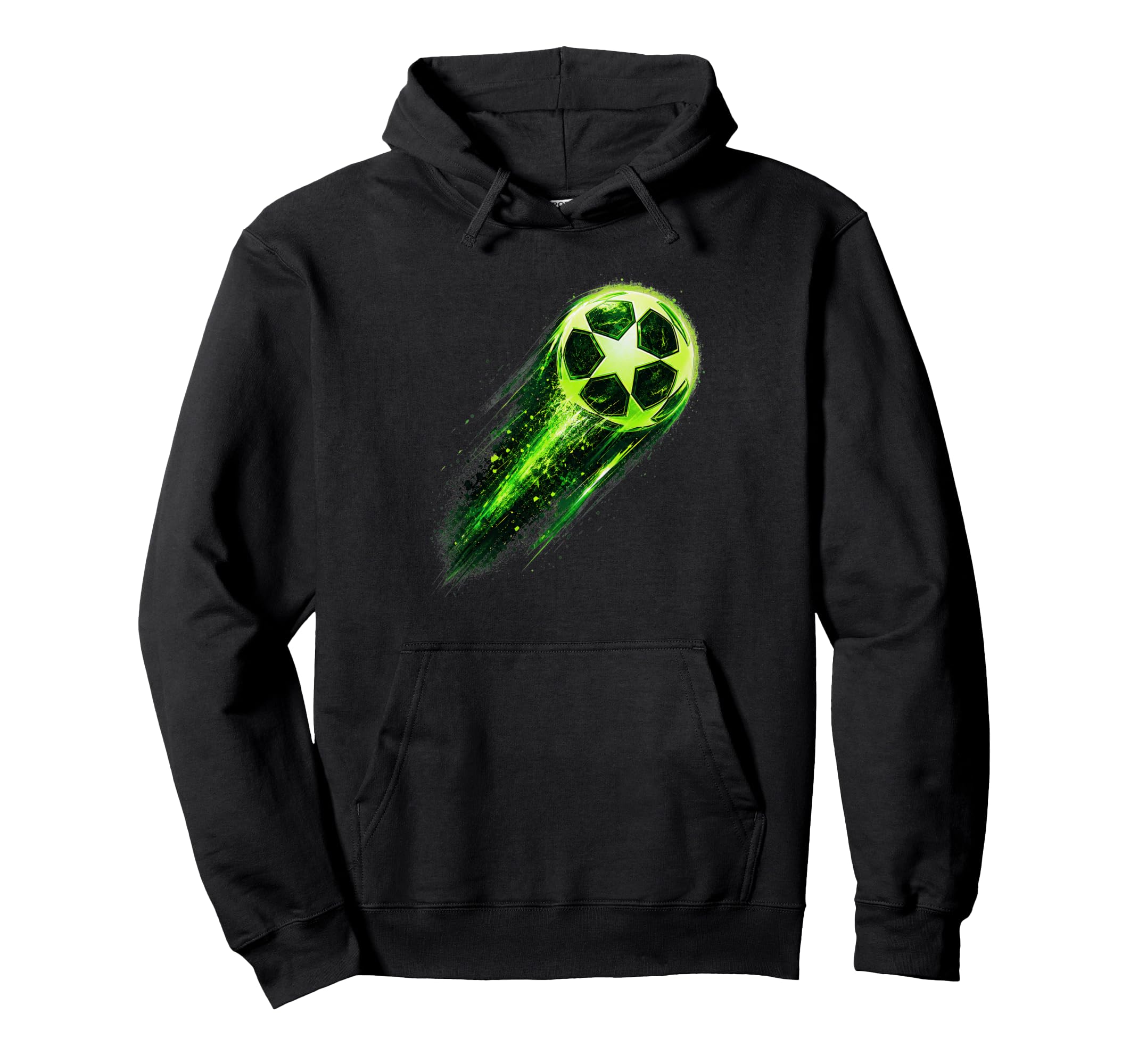 Dynamic Soccer Ball Green Meteor Energy Hoodie - Aesthetic Graphic Unisex