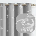 Vangao Grey Blackout Curtains Dinosaur Curtains for Boys Kids Nursery Girls Room Silver Dino Foil Print Thermal Insulated Grommet Top Window Drapes 63 Inches Length 2 Panels