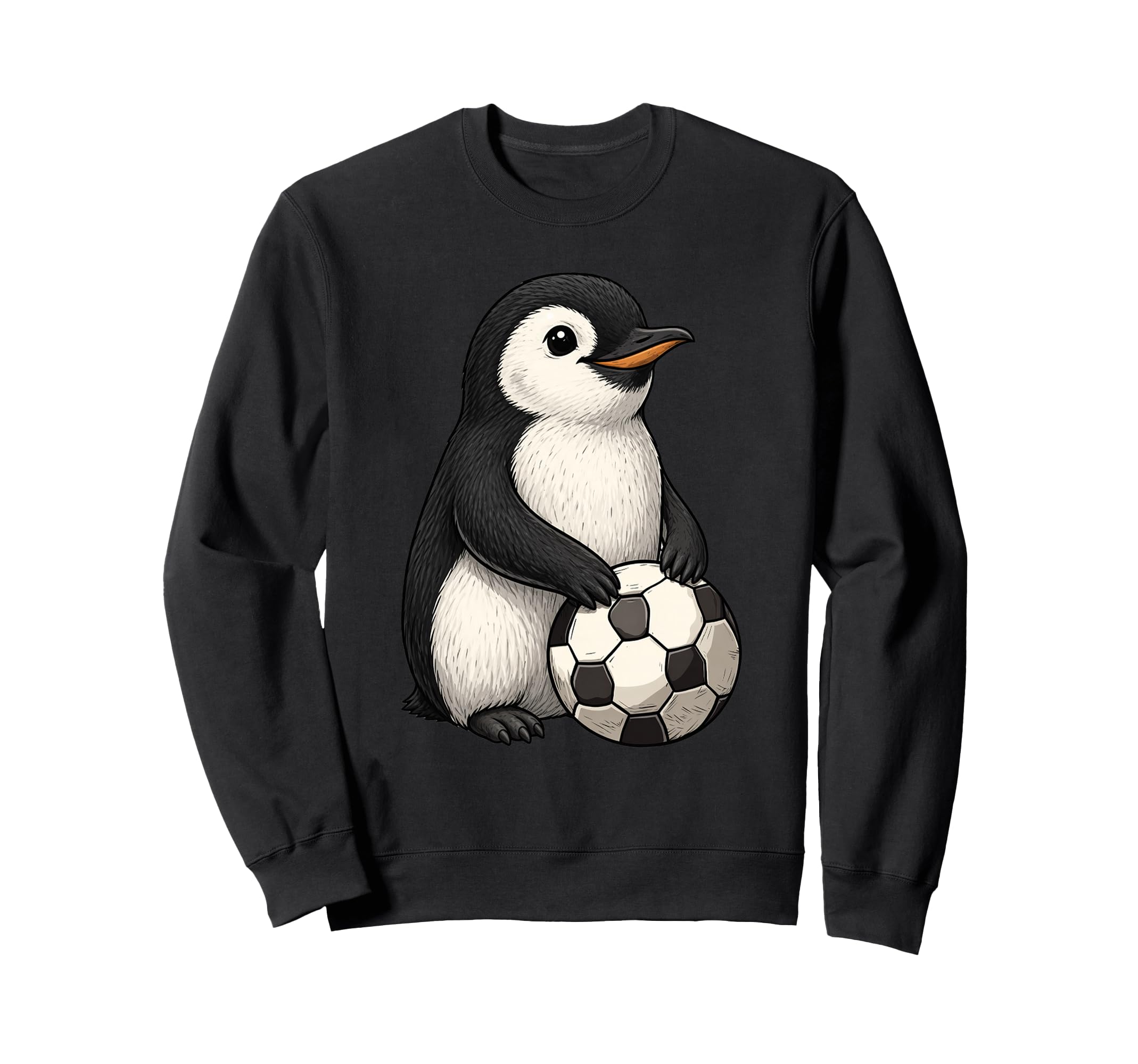 Funny Penguin Soccer Ball Sweatshirt - Minimalist Print Men Women