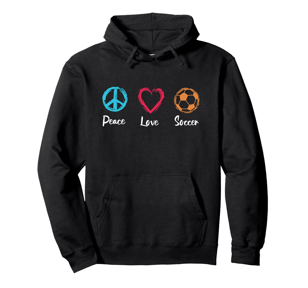 Peace Love Soccer Footballer Football Hoodie - Trendy Graphic Unisex