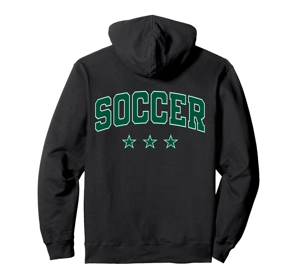 Soccer All Green Stars Text Hoodie - Streetwear Style Unisex