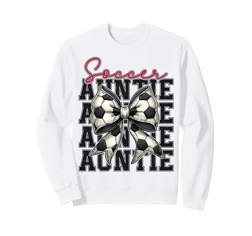 Soccer Auntie Funny Coquette Bow Sweatshirt - Casual Everyday Wear Unisex