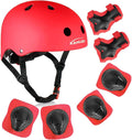 KAMUGO Kids Bike Helmet, Toddler Helmet for Ages 2-8 Boys Girls with Sports Protective Gear Set Knee Elbow Wrist Pads for Skateboard Cycling Scooter Rollerblading