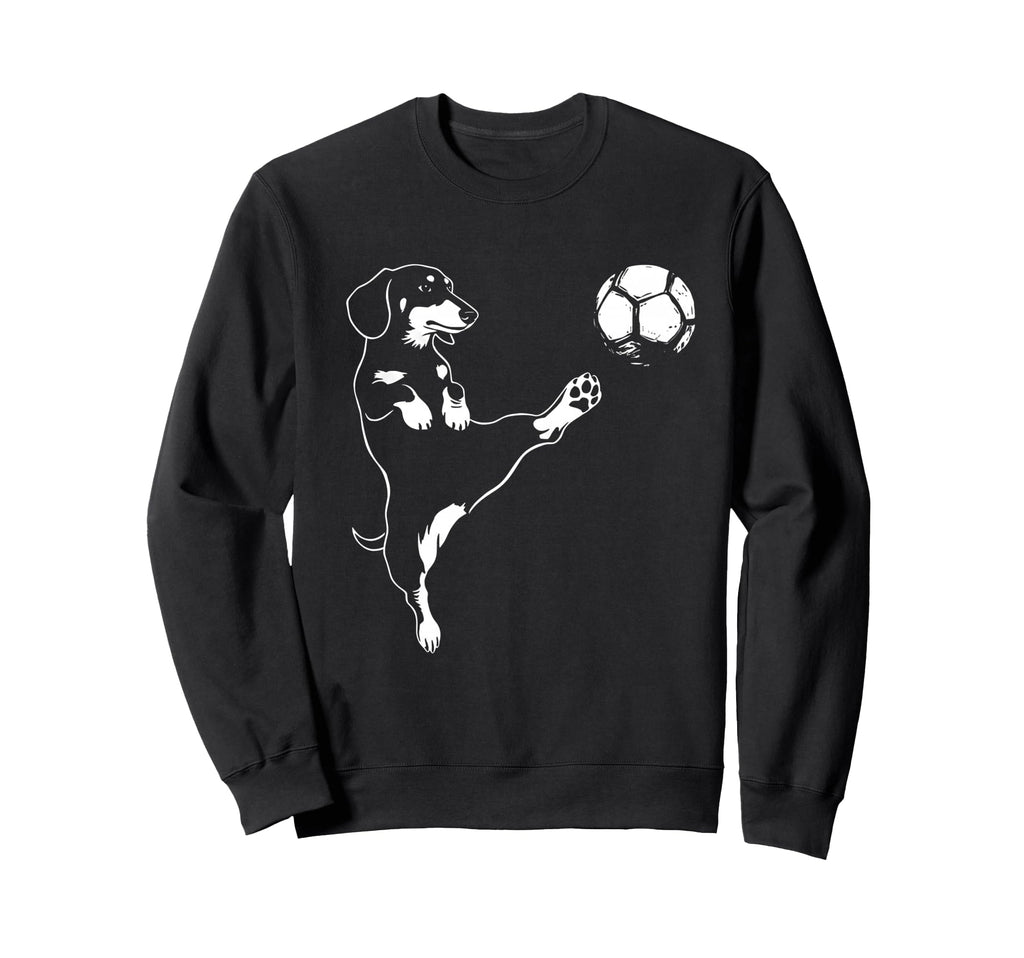 Dachshund Soccer Dog Kicking Ball Sweatshirt - Custom Art Print for Adults