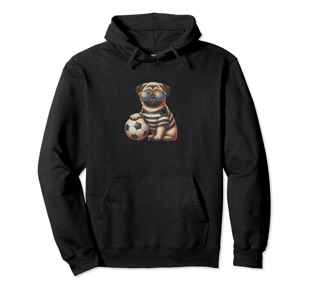 Pug Dog Soccer Champion Fan Hoodie - Minimalist Print for Adults