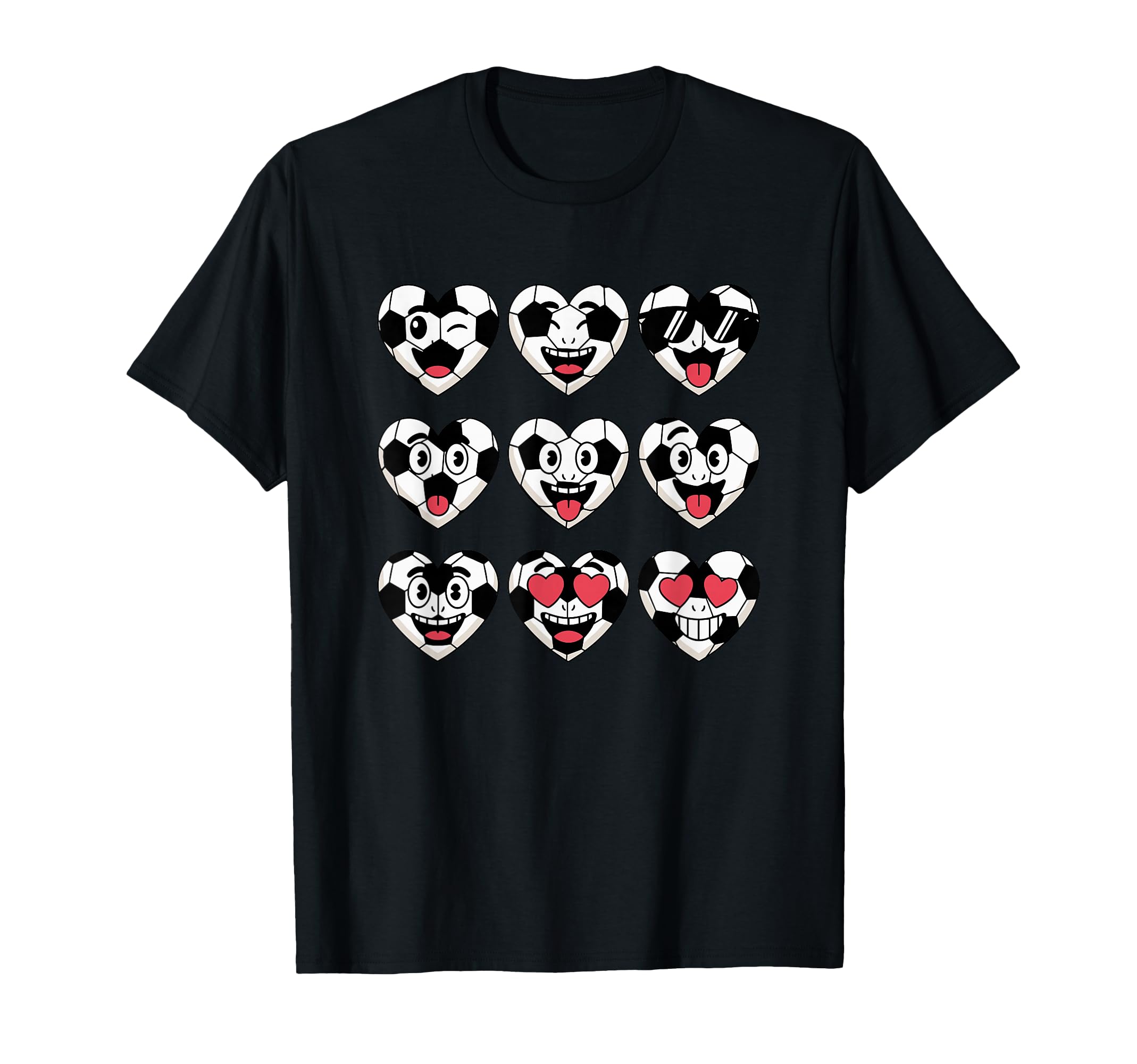 Soccer Heart Faces Football Love T-Shirt - Casual Everyday Wear Unisex