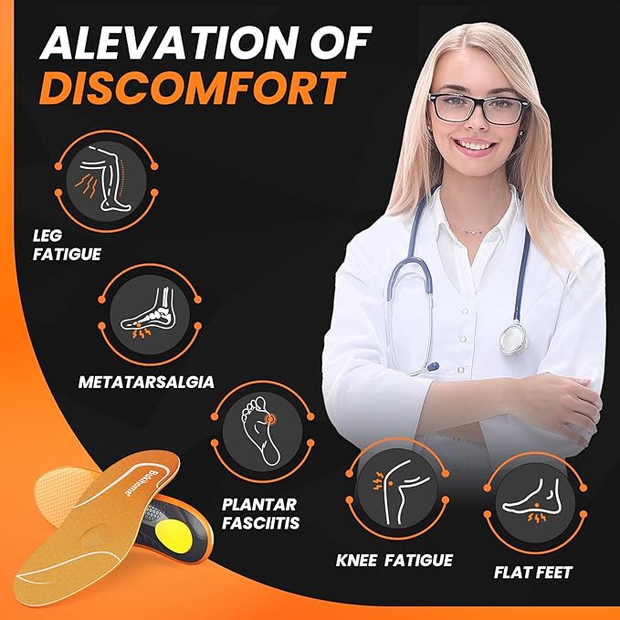 Bukihome Work Boot Insoles for Construction & Standing All Day - Heavy Duty Orthotic Shoe Inserts with Shock Absorption, Arch Support & Fatigue Reduction Durable Support Fits Work Boots -S