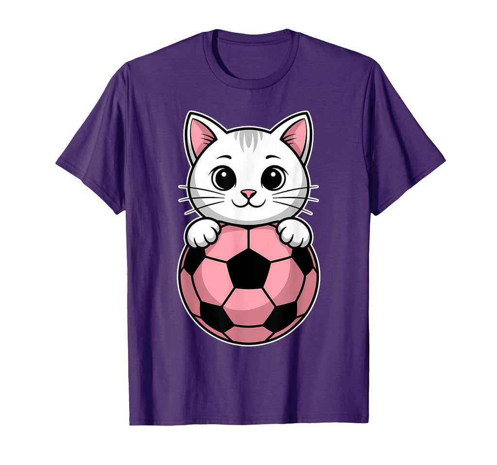 Soccer Funny Soccer Ball Cats T-Shirt - Fun Novelty Design Men Women
