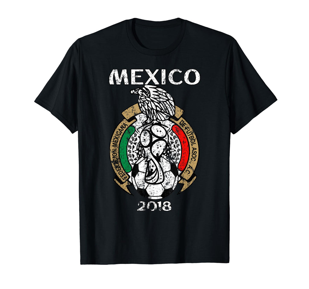 Mexico Emblem Distressed Russia 2018 T-Shirt - Casual Everyday Wear Unisex