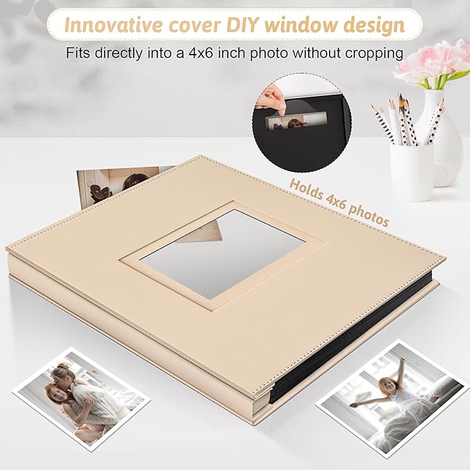 Popotop Photo Album 4x6 800 Pockets with Leather Hardcover Cover, Large Photo Album Binder Book with 80Pcs Pages for Family Travel Wedding Baby Gifts