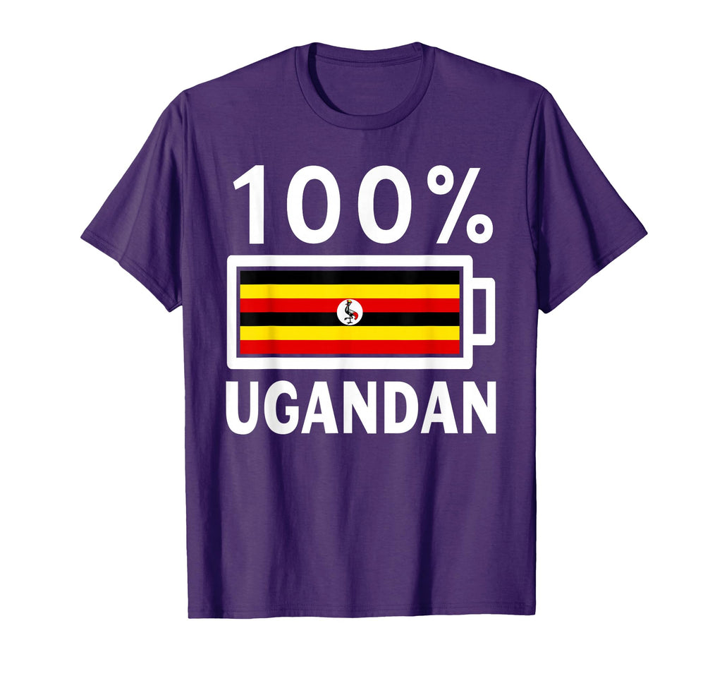 Uganda Flag 100 Ugandan Battery Power T-Shirt - Unique Graphic Men Women