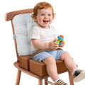 Booster Seat for Kitchen Chair with Comfy Backrest and Adjustable Safety Buckles,Non-Slip Kid Toddler Booster Seat for Dining Table,Portable PU Travel Baby Booster Increasing Cushion Chair