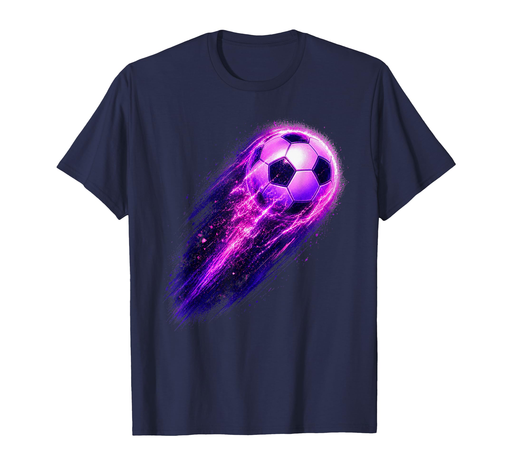 Retrowave Soccer Ball Futuristic T-Shirt - Casual Everyday Wear for Adults