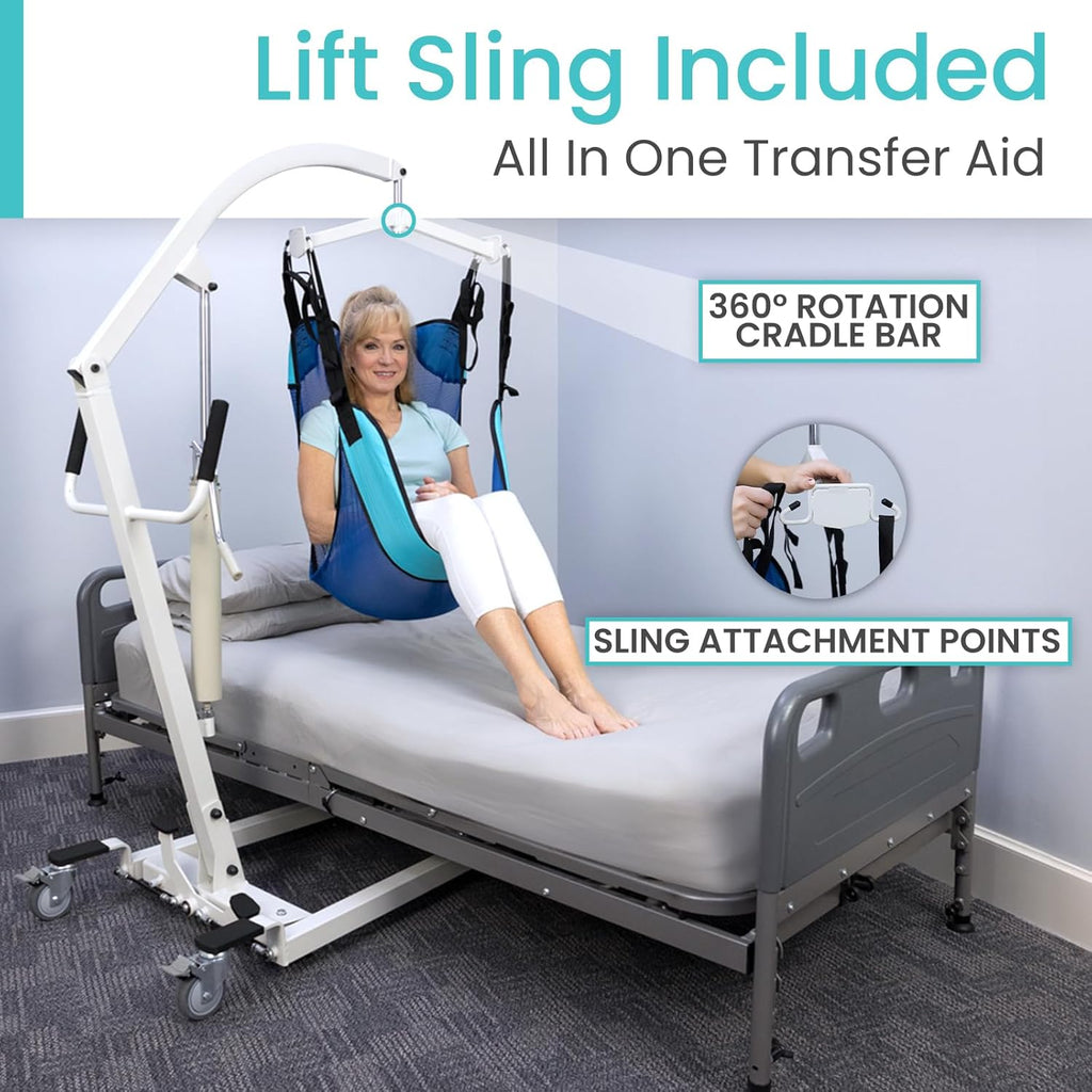Hydraulic Patient Lift for Home Use with Sling - Portable, Medical Patient Transfer Lift System - Sit to Stand Lift Assist