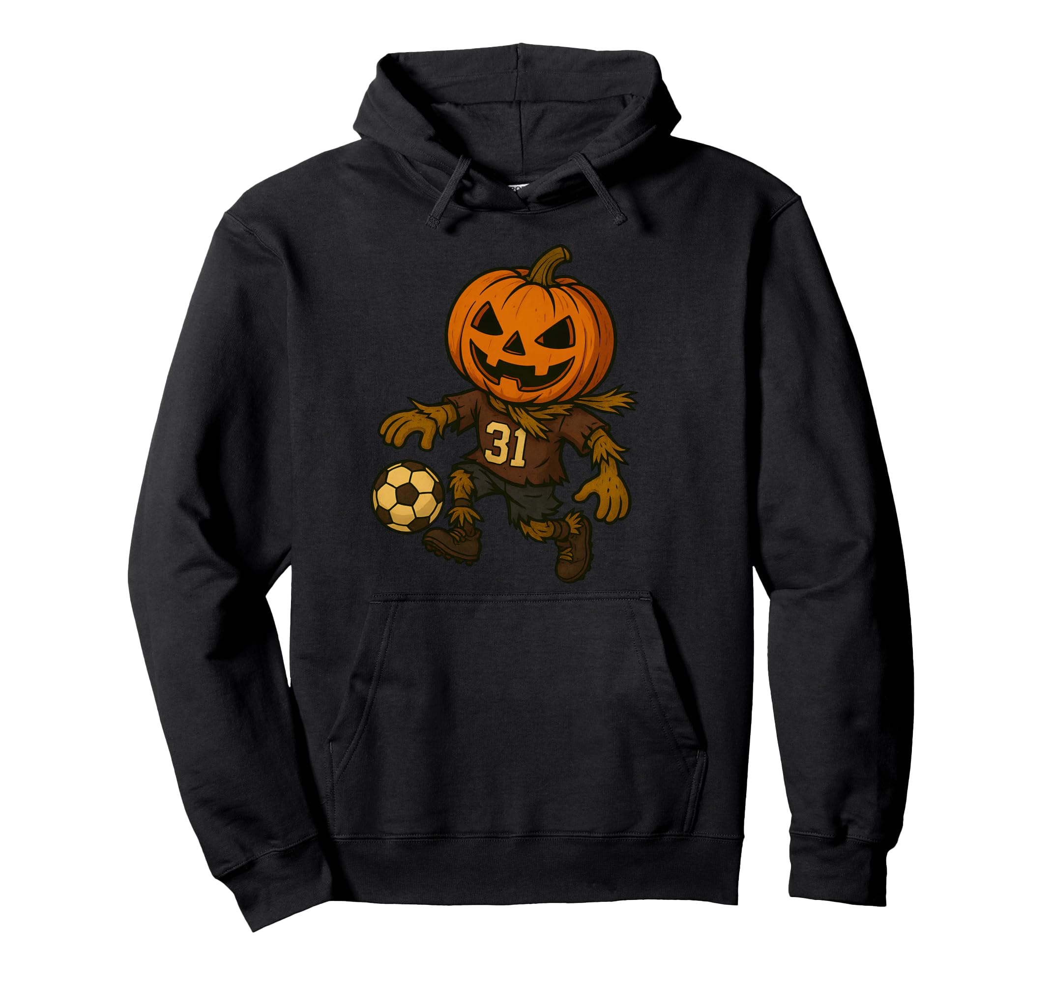 Spooky Soccer Player Halloween Pumpkin Hoodie - Graphic Print Men Women