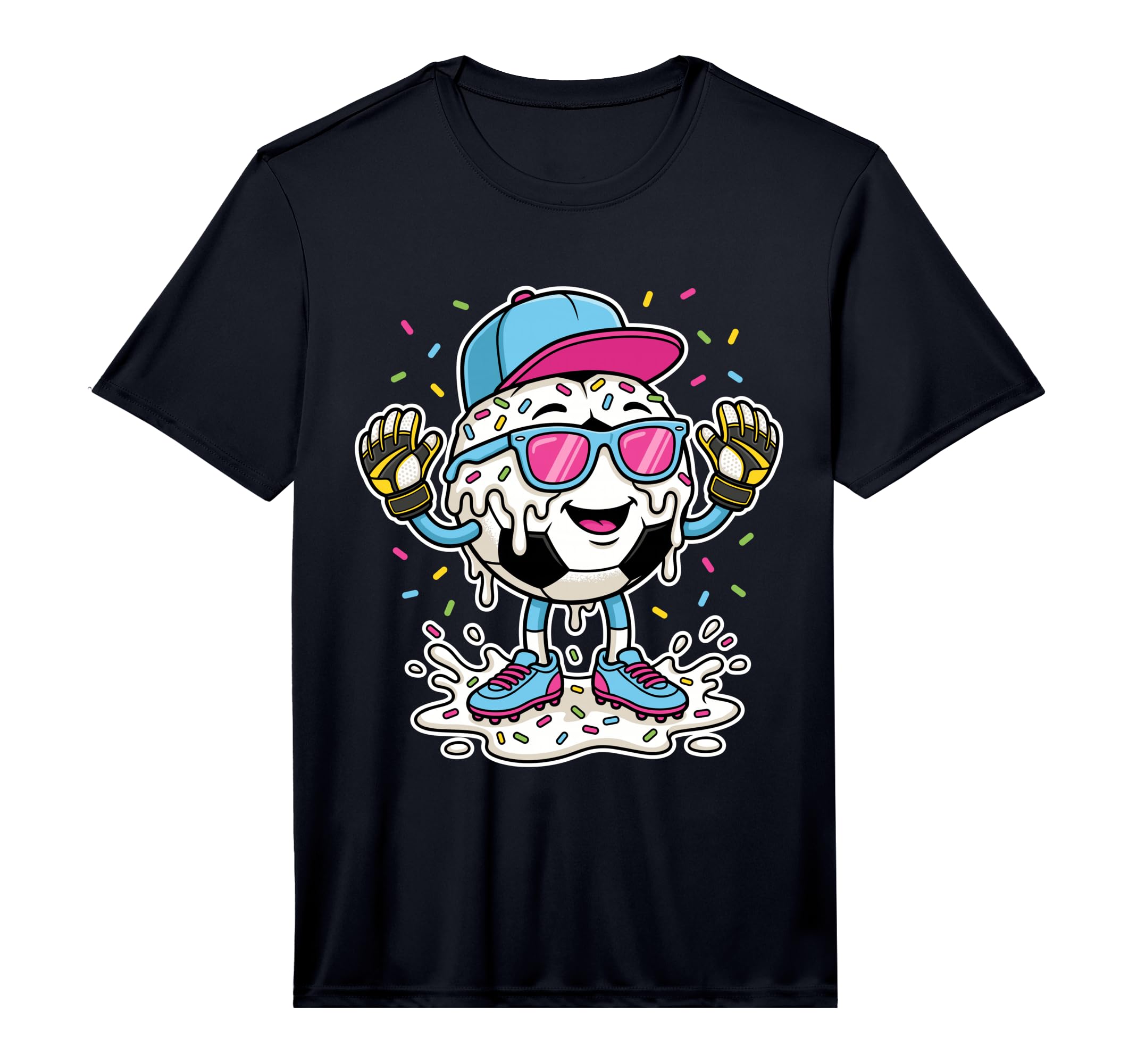 Soccer Ball Melting Ice Cream Drip T-Shirt - Trendy Graphic for Adults
