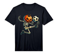 Skeleton Pumpkin Soccer Halloween T-Shirt - Streetwear Style Men Women