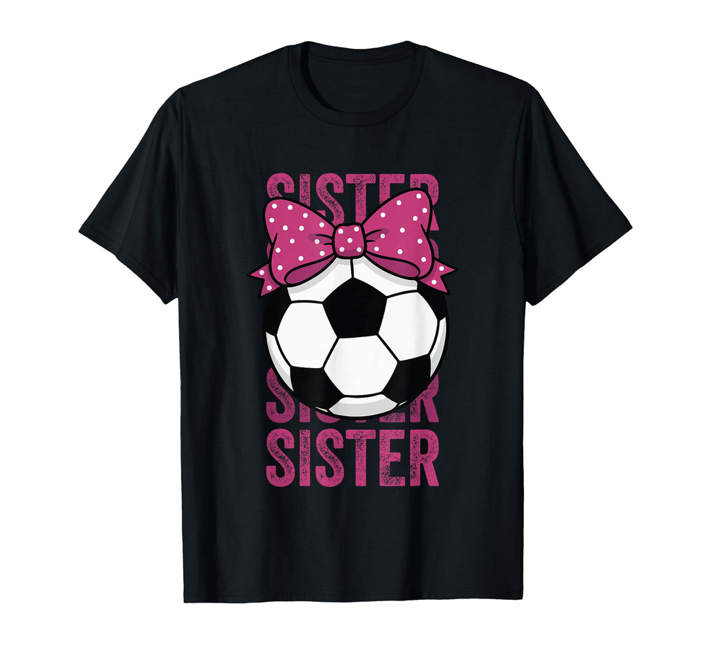 Soccer Sister Ball Coquette Bow T-Shirt - Graphic Print for Adults