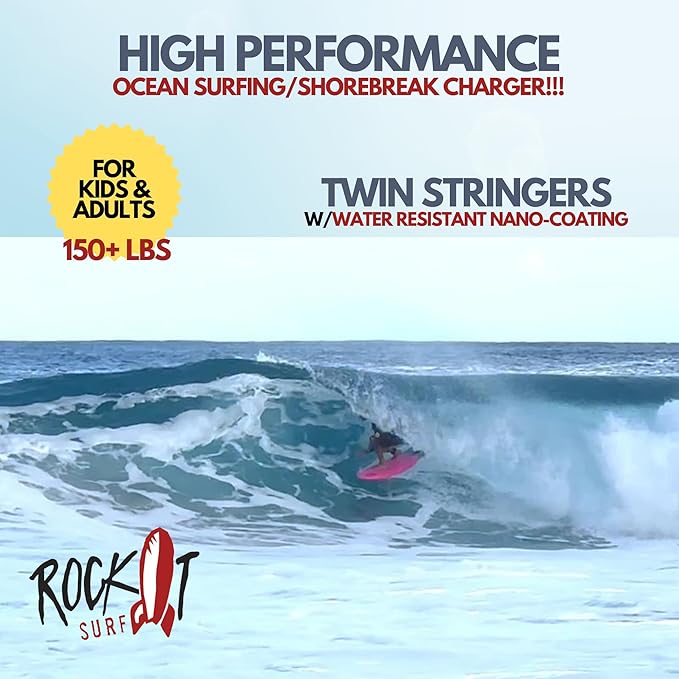 Rock-It 4'10" CHUB Soft Top Surfboard, Kids Surfboard, Mini Surfboard, Innovative Design Easy to Paddle and Maneuverable Small Surfboard and Beginner Surfboard (Red)