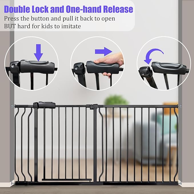 Baby Gates Extra Wide 48-53 Inch Large Baby Gate for Stairs Tension Pet Dog Gates Indoor for Doorways No Drilling Pressure Mounted Pet Gates for Kids