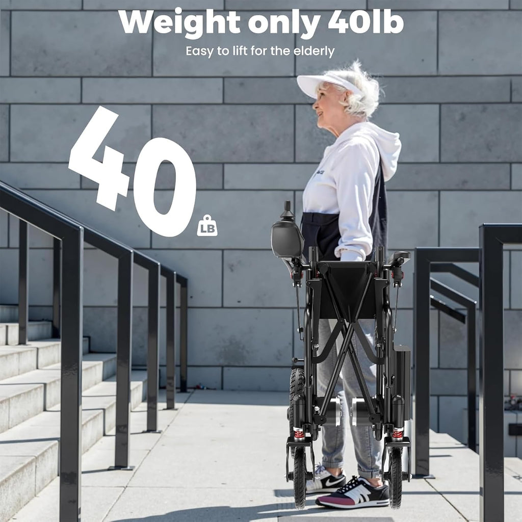 Lightweight Foldable Electric Wheelchair, Only 40lbs,Electric Wheelchairs for Adults, All Terrain Motorized Wheelchair for Seniors, Airline Approval