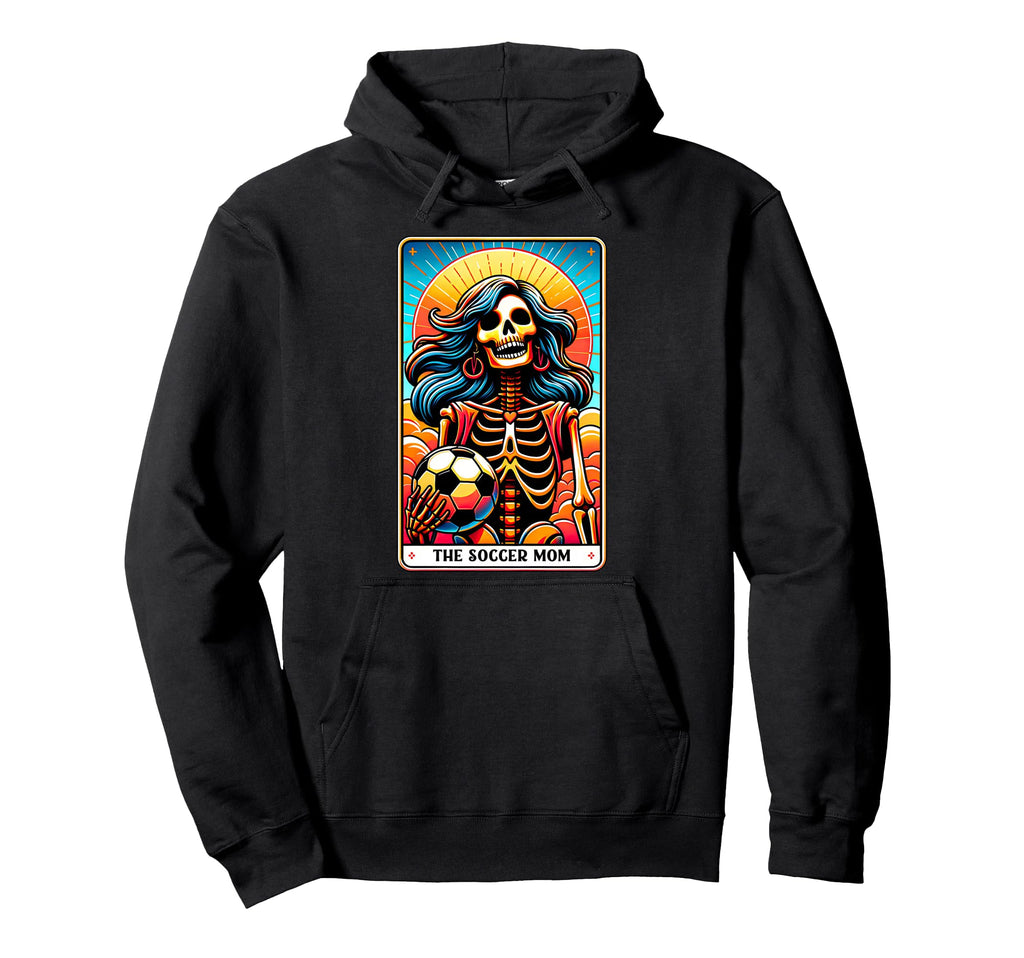 Soccer Mom Tarot Card Skeleton Soccer Game Hoodie - Unique Graphic Unisex