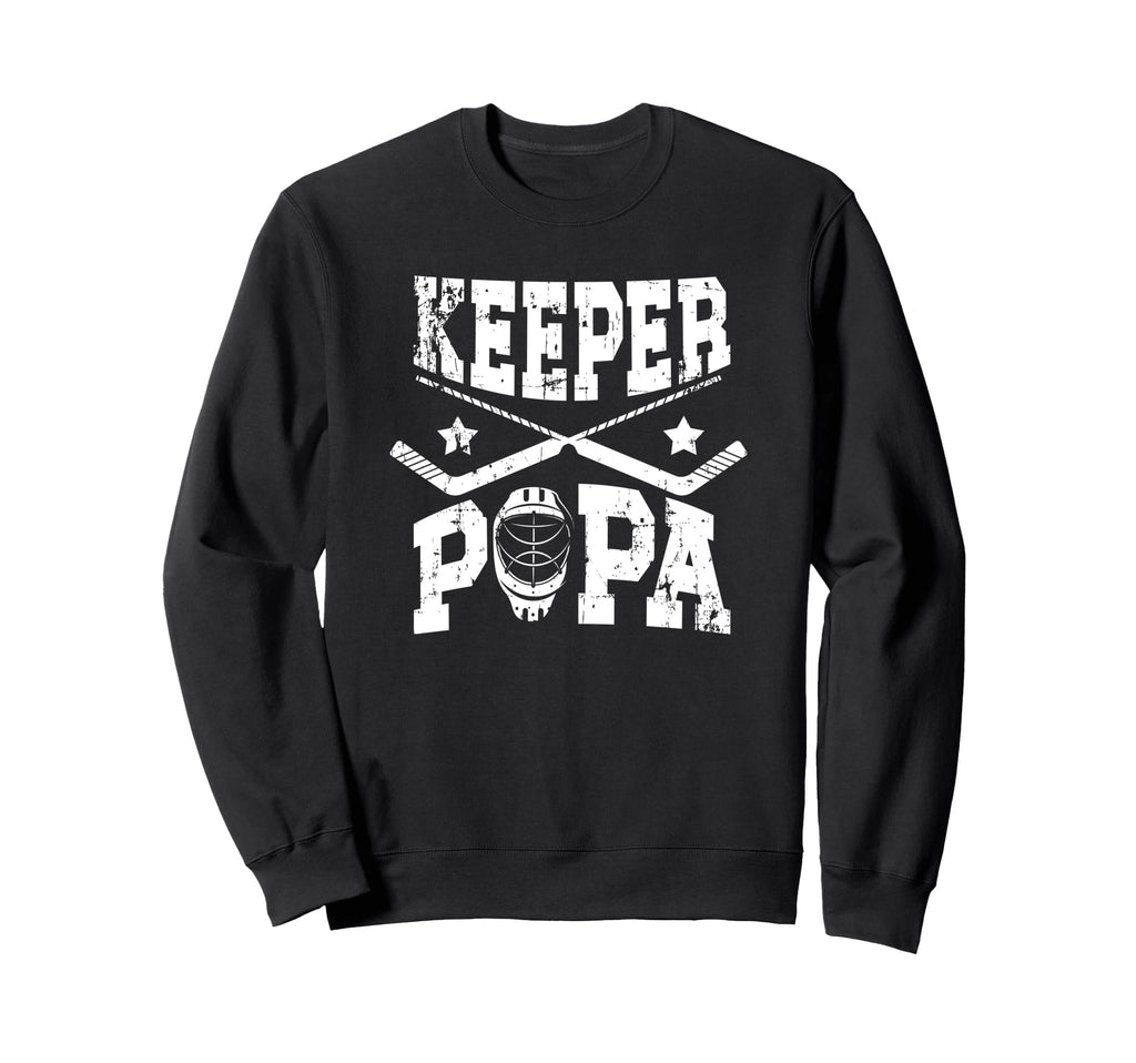 Ice Hockey Keeper Papa Ice Hockey Sweatshirt - Minimalist Print for Adults