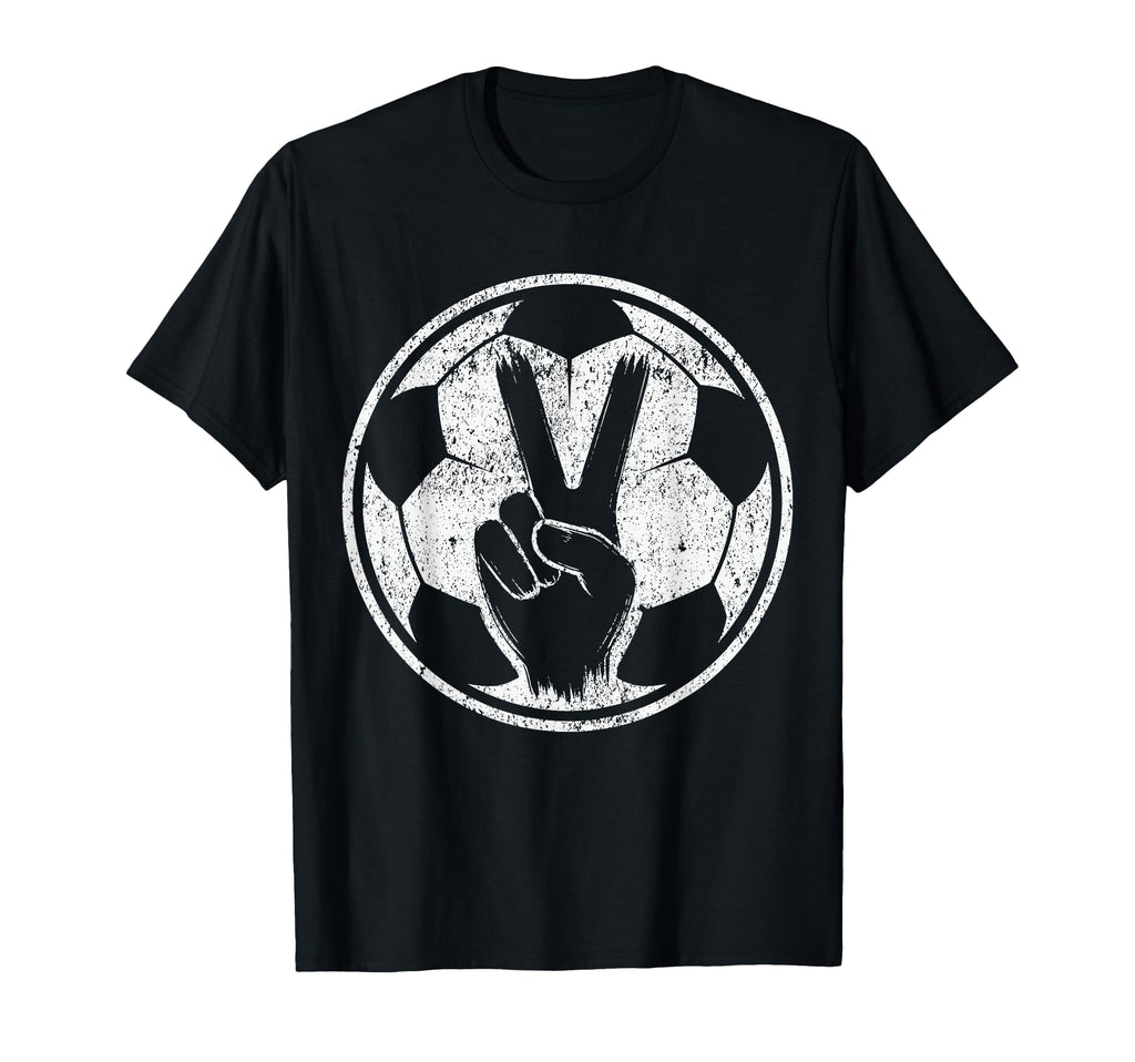 Soccer Peace Sign V Fingers Ball T-Shirt - Custom Art Print for Adults