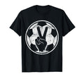 Soccer Peace Sign V Fingers Ball T-Shirt - Custom Art Print for Adults